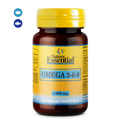 Omega 3-6-9 1000 mg. 30 perlas de Nature Essential De Laboratorios Bio Dis Baja el colesterol. Contribuye al funcionamiento normal del corazón. Propiedades antiinflamatorias. Protege al sistema cardiovascular.