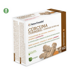 Cúrcuma (complex) 10.000 mg. (95%) 60 cápsulas vegetales con vitamina C, jengibre y pimienta negra. de Nature Essential Blister