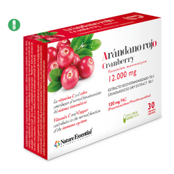 Arándano rojo 120 PAC. (ext. seco) 30 cápsulas vegetales con vitamina C, gayuba, D-manosa y Cobre. de Nature Essential Blister