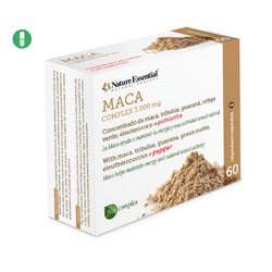 Maca (complex) 3000 mg. (ext. seco) 60 cápsulas con guaraná, tríbulus, ortiga verde, eleuterococo, pimienta negra, vitamina B-2 y vitamina B-6. de Nature Essential Blister