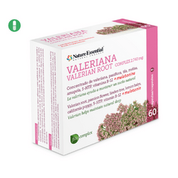 Valeriana (complex) 2740 mg. (ext. seco) 60 cápsulas con amapola californiana, 5-HTP, pasiflora, melisa, tila, melatonina y vitamin B-12. de Nature Essential Blister